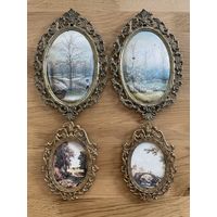Миниатюрные картины в латунных рамках