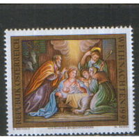 Полная серия из 1 марки 1991г. Австрия "Рождество. Фреска "Рождение Христа" из церкви Баумгартенбергского аббатства" MNH