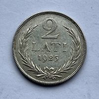 Монета серебро ЛАТВИЯ 2 лата 1925 год ОТЛИЧНЫЕ