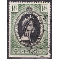 73.BrKS. Великобритания. Колонии. Мальта. Коронация Елизаветы II. 1953 г. 1 1/2d. Mi.#232.