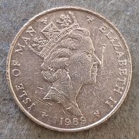 Остров Мэн 1 пенни, отметка "AC" на реверсе, 1989 г., KM# 207