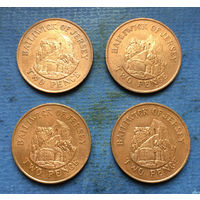 Джерси 2 пенса 1984, 1985, 1988, 1990