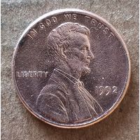 США 1 цент, 1992 г., цент Линкольна, без отметки мд: Филадельфия, KM# 201b