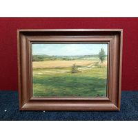 С рубля без мц. картина "Поле". м.ф. 30х24х4.5см. с рамой. подпись не разборчива