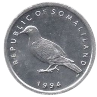 Республика Сомалиленд. 1 шиллинг 1994. Фауна. Сомалийский голубь.