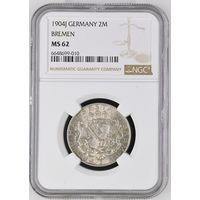 Германия. Бремен. 2 марки 1904 NGC MS 62 NGC