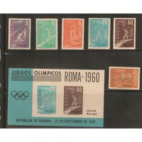 Панама-1960,(Мих.572-577,Бл.7)  ,  **  , Спорт,  ОИ-1960, (полная серия)