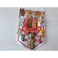 Значки Олимпийский мишка Москва 80 Олимпиада 1980 в СССР плюс вымпел спорт футбольный клуб Спартак Москва