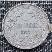 ЮАР 1 шиллинг 1897 года. Дубовые ветви. Серебро 925! Сторгуй за свою цену, предложи обмен!