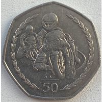 Остров Мэн 50 пенсов 1997 г. Мотогонки "Tourist Trophy"