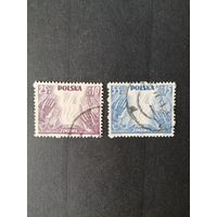 Польша 1938 Неполная серия марок "Зимняя благотворительная акция помощи" (гашение без клея, следы от наклеек) Mi.349-350 каталог 9.60 евро