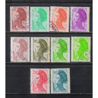 Франция 1982-5 Вып Свобода ведет народ Стандарт #2300,2302-3,2305-6,2306,2311,2338,2359,2510II