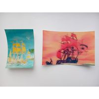 Набор из открытки и календарика на морскую тему. Стереооткрытка. Стереокалендарик