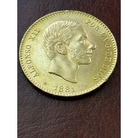 Испания 25 песет, 1881.