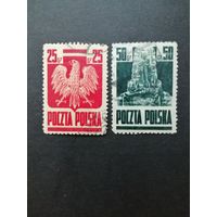 Польша 1944 Полная серия марок "Национальные символы" (гашение без клея, с наклейками) Mi.383-384 каталог 2.50 евро