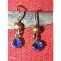 Серебро, серёжки с камнем,875, СССР,без Минимальной цены