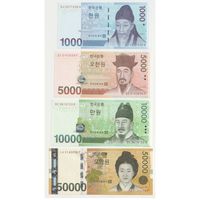 Южная Корея набор от 1000 до 50000 вон 2005-2009 гг. Типы P-54а,55а,56а,57а. Состояние UNC