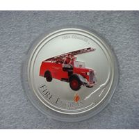 1 доллар 2006. Острова Кука. Автомобиль. Пожарная машина 1934 года Коммер. МЧС. Пожарник. Серебро 999