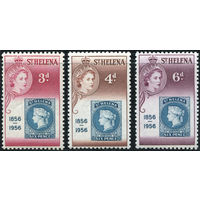 Святая Елена 1956 **  100 лет маркам колонии, серия 3 марки, марки на марках