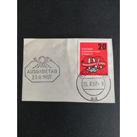 ГДР 1957 Вырезка с маркой "IV мировой конгресс профсоюзов в Лейпциге" (гашение) Mi.595 каталог 0.80 евро