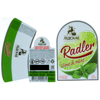 Этикетка пива Radler lemon & mint Лидский ПЗ Т746