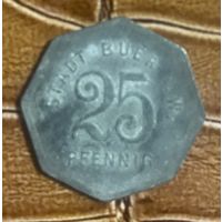 Монета 25 пфеннигов 1918 год. Буер. Веймарская республика.