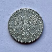 Монета СЕРЕБРО Польша 10 злотых 1932 год Ядвига ( знак м.д) ОТЛИЧНЫЕ