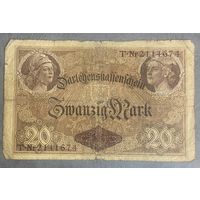 Банкнота 20 марок 1914 год. Германская империя. С рубля без МЦ.