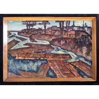 Дударенко Л.А "Плоты на Березине", 1968 г.48х69 см.К/М.