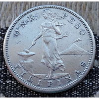 Американские Филипины 1 песо 1908 года, S. Редкая! Серебро! Сторгуй за свою цену, предложи обмен! S80