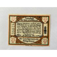 Нотгельд 25 пфеннигов Хельголанд. Веймарская республика - 1602