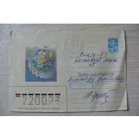 1989, ХМК, Мозебах В., Цветы на фоне кружевной салфетки; подписан.