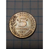 5 сантимов Франция 1980 год