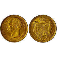 10 крон 1908 г. Король Фредерик VIII (1906 - 1912). Дания. Золото. Редкие. KM# 809.