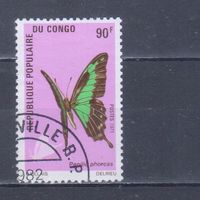 [1154] Конго 1971. Фауна.Бабочка.90 ф. Гашеная марка. Кат.гаш.3,2 е.