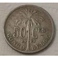 Бельгийское Конго 50 сантимов, 1921 Надпись на французском - 'ALBERT ROI DES BELGES' (14-17-35)