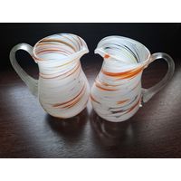 Винтажные кувшинчики- молочники,гутовое стекло,1970 гг.СССР