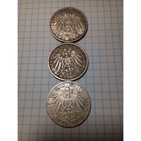 Сборный лот "2 марки" Пруссия 1892 и 1904 год