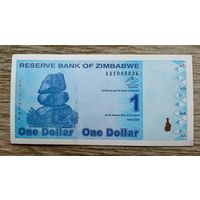 Werty71 Зимбабве 1 доллар 2009 аUNC банкнота