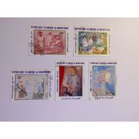 Марки   Живопись П. Пикассо  1981 г.    Мавритания   5 шт -  7 руб.