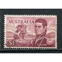 Австралия - 1966/1973 - Мореплаватели и корабли. Мэтью Флиндерс 1$ - [Mi.377A] - 1 марка. Гашеная.  (Лот 14HE)-T41P1