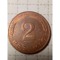 2 Пфеннига ФРГ 1991 год D