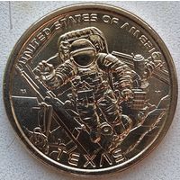 США 1 доллар 2025 г. Штат Техас. Космический центр Джонсона. Космонавт. Американские Инновации P + D. Цена за 1 шт.