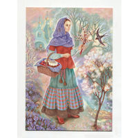 Открытка. Девушка. Праздник. Пасха. Вербное воскресенье. Весна. Художник.Таня Сытая (чистая)