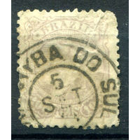 Бразильская Империя - 1884/85г. - император Педру II, 100 R - 1 марка - гашёная [Mi 58]. #4-W1-115-A-1