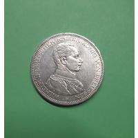 Германия. 5 марок. 1913 год. Пруссия. Вильгельм II. Мундир. Серебро