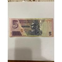 Зимбабве 5 долларов 2019 год -2301