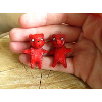 Красные медвежата. Серьги лже-плаги (мед.сплав)30