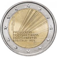 2 евро 2021 Португалия Председательство в Совете ЕС UNC из ролла