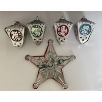 Елочная игрушка СССР Фонарик алюминий металлический Бременские музыканты редкая цена за все